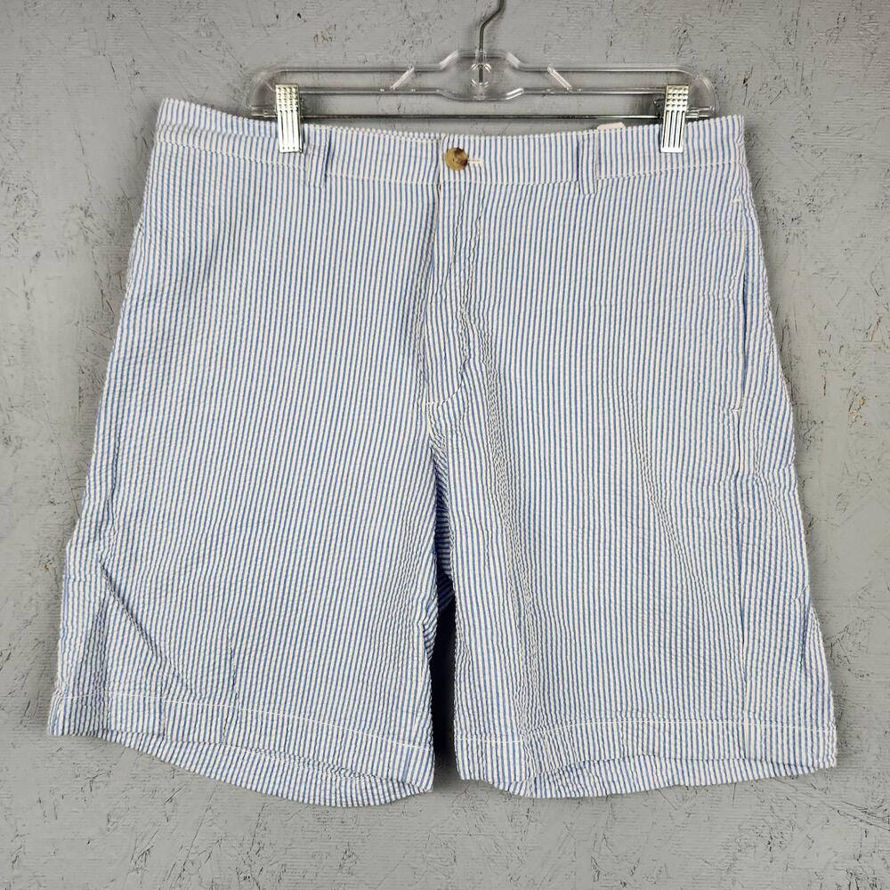 Vineyard Vines Shorts Mens 34 Blue White Seersucker Striped Chino Casual Golf